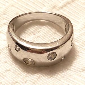 Solid Sterling Silver zirconia band size 6.25